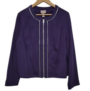 Chico's Purple Lightweight Zip-Front Jacket Blazer Chicos size 2 = Large size 12